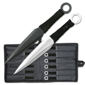 12 Black - Silver Throwing Knives