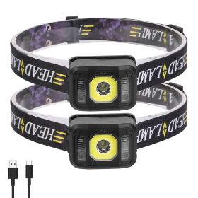 2 - Rechargeable Motion Sensor Headlamp 6 Light Modes