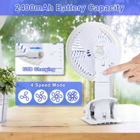 Clip on Fan with LED Lamp, Rechargeable