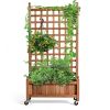 50 Inch Wood Planter Box with Trellis