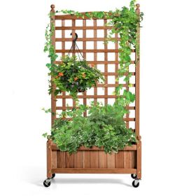 50 Inch Wood Planter Box with Trellis