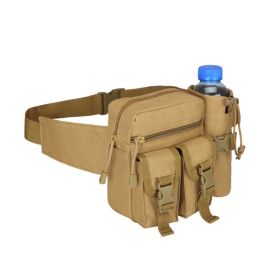 Tactical Denim Waistbag With Water Bottle Holder (Color: Khaki)
