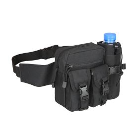 Tactical Denim Waistbag With Water Bottle Holder (Color: Black)