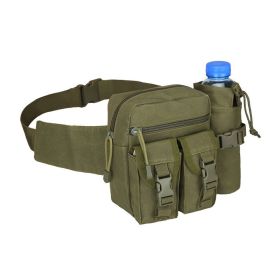 Tactical Denim Waistbag With Water Bottle Holder (Color: Army Green)
