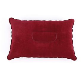 Portable Fold Inflatable Air Pillow (Color: G911D-wine red, size: 43X27cm)