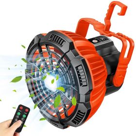 5200mAh LED Camping Fan Light; USB Rechargeable (Color: Orange)