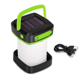 USB Rechargeable Foldable/Retractable Solar Camping Lamp (Color: Green)