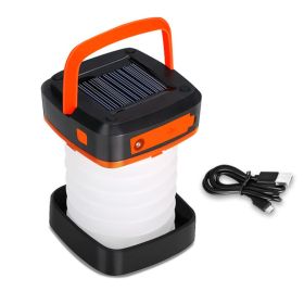 USB Rechargeable Foldable/Retractable Solar Camping Lamp (Color: Orange)