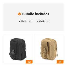 Waist Pouch; Portal Wasit Bag (Color: Black*2+Khaki)