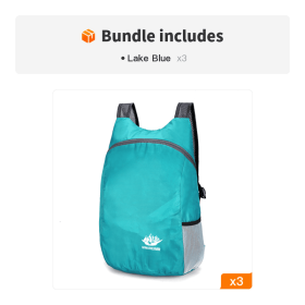Lightweight Foldable Nylon Hiking Backpack (Color: Lake Blue*3)