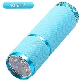 Glow In Dark Flashlight; Rubber Coated Mini 9 LED (Color: Blue-1PC Without Battery)