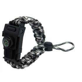 Rope Knife Camping Bracelet For Survival (Color: Black and white camouflage)