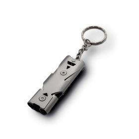 Stainless Whistle Double Tube Lifesaving Emergency (Color: Grey)