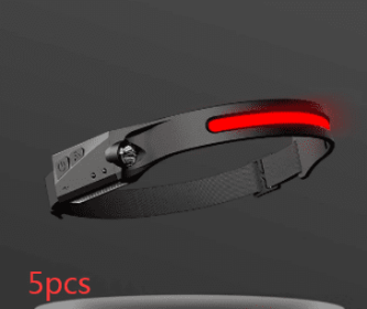 Led Headlamp Flashlight (Electrical outlet: USB, Color: Red 5pcs)