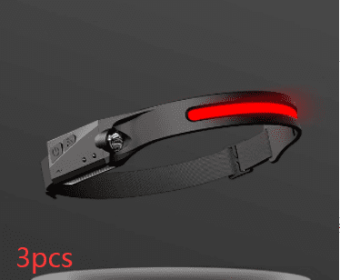 Led Headlamp Flashlight (Electrical outlet: USB, Color: Red 3pcs)