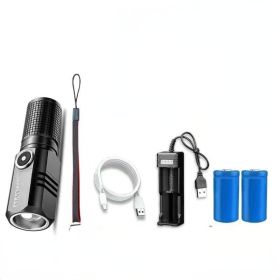 Mini LED Flashlight; Rechargeable Portable & Zoomable (Items: Dual Battery + Charger 4-8h)