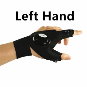Magic Strap Fingerless Gloves LED Flashlight (Color: Left Hand, size: One Size)