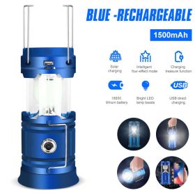 Solar LED Camping Light Portable Camping Lamp (Ships From: CN, Wattage: Blue rechargeable)