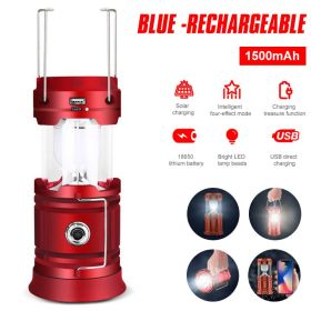 Solar LED Camping Light Portable Camping Lamp (Ships From: CN, Wattage: Red Charging)