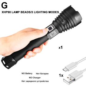 LED Flashlight Torch USB Rechargeable (Emitting Color: G-XHP90-NO Battery)