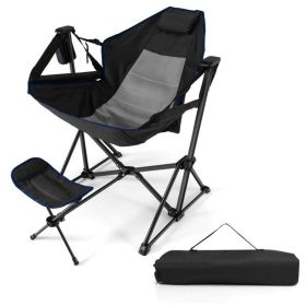 Hammock Chair with Retractable Footrest and Carrying Bag (Color: Black)