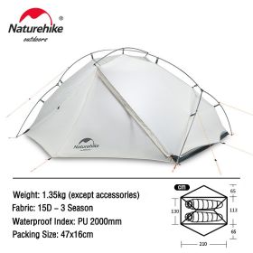 Naturehike Tent VIK Ultralight Single Tent (Color: 2 Person-white-15D)