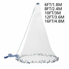 Heavy Duty Fishing Throw Net (Style: Nylon Line W/ No Ring, Net Size: 8FT Dia x 0.47in Mesh)