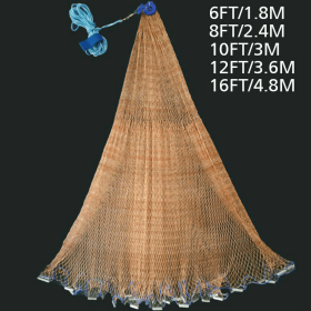 Heavy Duty Fishing Throw Net (Style: Tire Line W/ No Ring, Net Size: 6FT Dia x 0.47in Mesh)