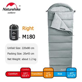 Naturehike Sleeping Bag M180 Lightweight (Color: M180-Gray-Right)